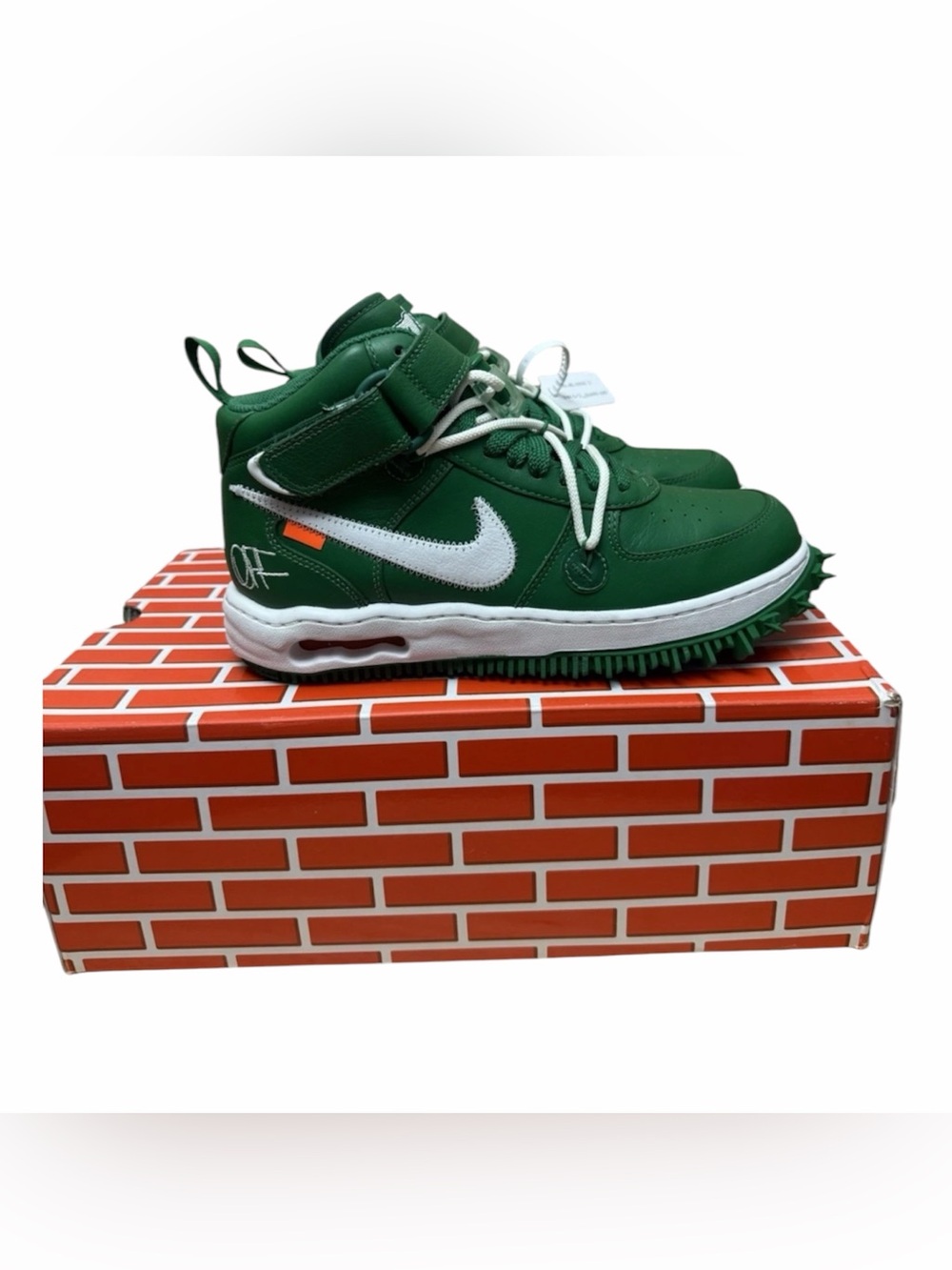 Nike Off-White Air Force 1 Mid SP LTHR Pine Green White DR0500-300 Mens Size 9